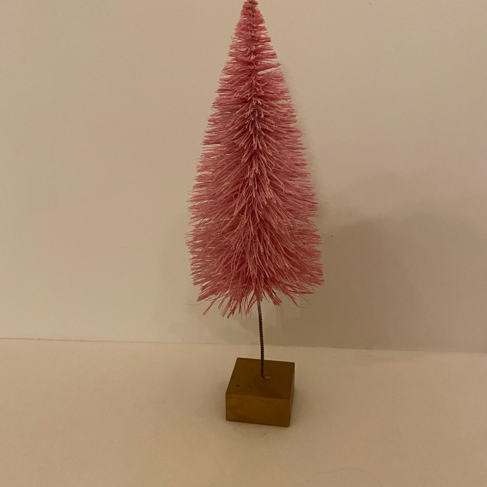 Pink Bottle Brush Christmas Tree 12”h